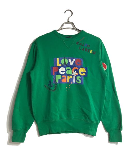 POLO RALPH LAUREN（ポロ・ラルフローレン）POLO RALPH LAUREN (ポロ・ラルフローレン) ove Peace PARIS FLEECE SWEATSHIRT グリーン サイズ:XSの古着・服飾アイテム