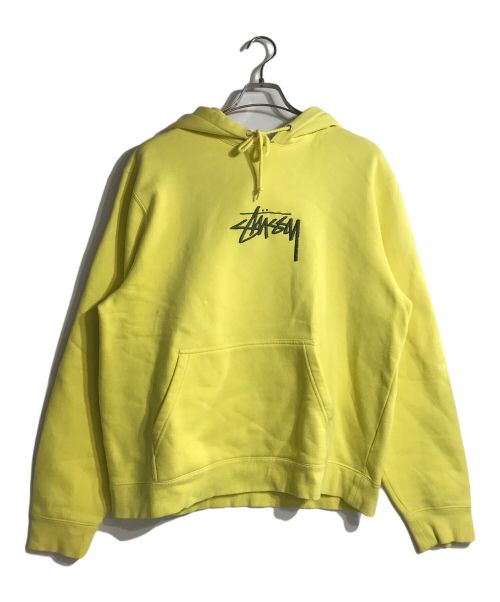 stussy（ステューシー）stussy (ステューシー) ロゴ刺繍プルオーバーパーカー イエロー サイズ:Lの古着・服飾アイテム