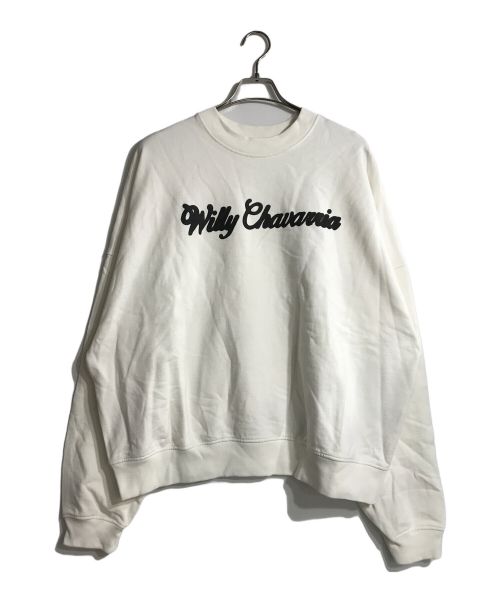 WILLY CHAVARRIA（ウィリーチャバリア）WILLY CHAVARRIA (ウィリーチャバリア) AIRBRUSH CURSIVE LOGO BOMBER CREW アイボリー サイズ:Mの古着・服飾アイテム