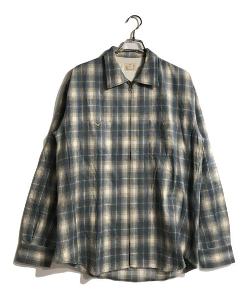 PABLO VINCI（パブロビンチ）PABLO VINCI (パブロビンチ) Ombre check zip shirt ジップシャツ ブルー×グレー サイズ:Lの古着・服飾アイテム