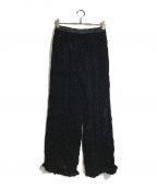 ne quittez pasヌキテパ）の古着「Velvet Glitter Print Frill Pants」｜ブラック