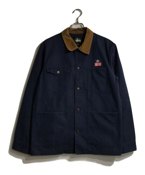 stussy（ステューシー）stussy (ステューシー) ダックカバーオール ネイビー×ブラウン サイズ:Lの古着・服飾アイテム