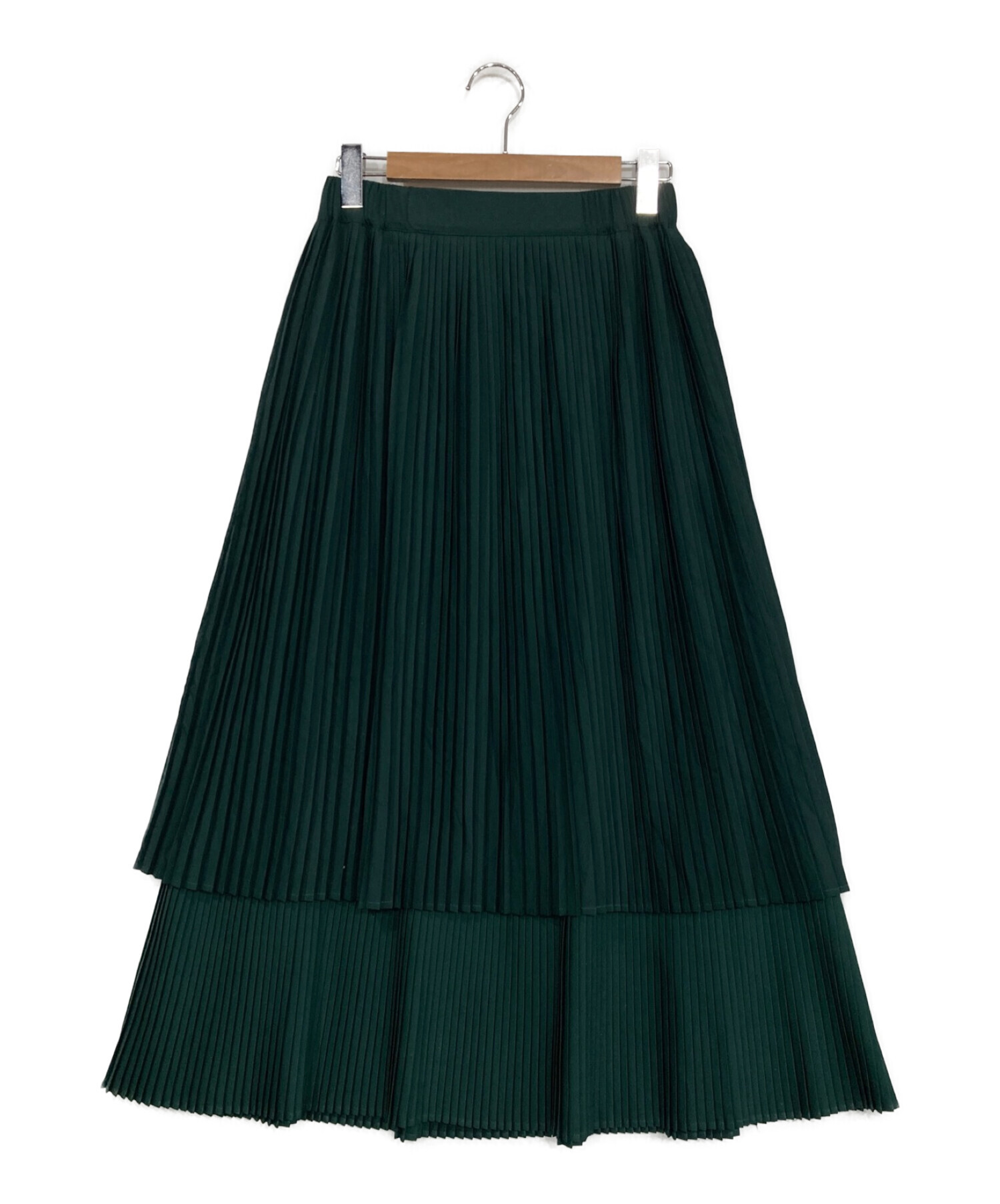 値下げ◎】2段プリーツスカート 緑色 ・ear PAPILLONNER - ロングスカート
