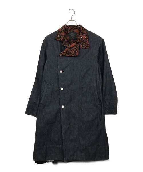 s'yte（サイト）s'yte (サイト) 10OZ DENIM ETHNIC THORN PATTERN JACQUARD STAND COLLAR COAT インディゴ×オレンジ サイズ:SIZE　3の古着・服飾アイテム