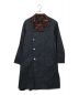 s'yte（サイト）の古着「10OZ DENIM ETHNIC THORN PATTERN JACQUARD STAND COLLAR COAT」｜インディゴ×オレンジ