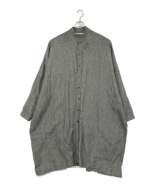 vital（ヴィタル）vital (ヴィタル) Stripe Stand Color Long Shirts グレー サイズ:SIZE 1の古着・服飾アイテム