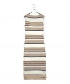 HER LIP TOハーリップトゥ）の古着「Cotton Striped Ribbed Knit Dress」｜ベージュ