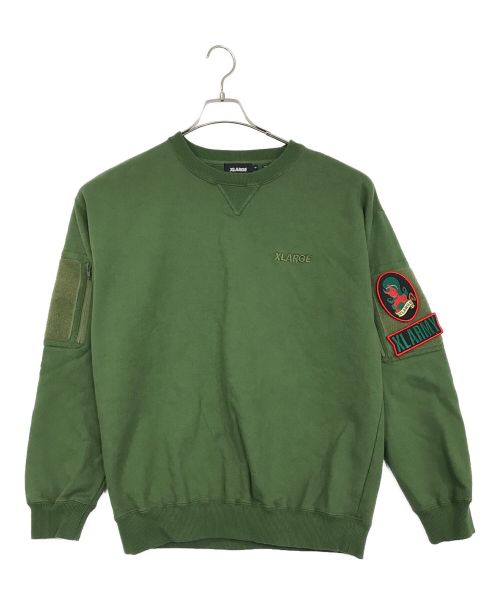 X-LARGE（エクストララージ）X-LARGE (エクストララージ) MILITARY CREW NECK SWEAT グリーン サイズ:SIZE　Sの古着・服飾アイテム