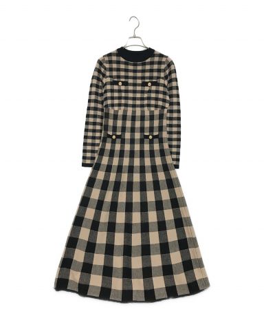 [中古]HER LIP TO(ハーリップトゥ)のレディース ワンピース Plaid Jacquard Knit Dress