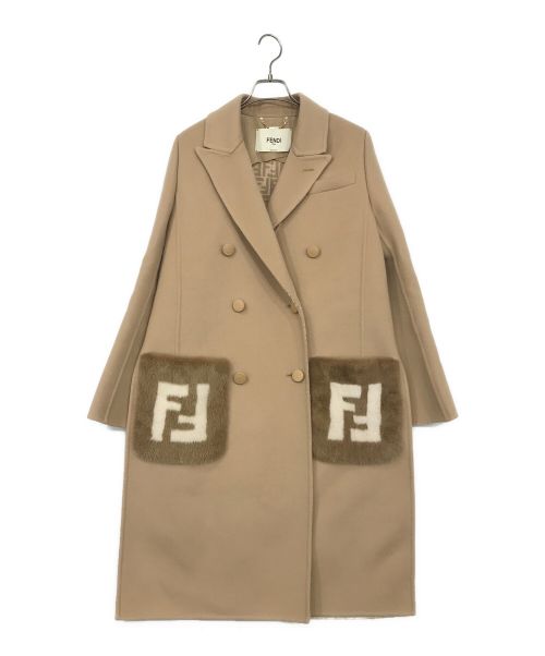 FENDI（フェンディ）FENDI (フェンディ) ミンクファーポケットダブルコート ベージュ サイズ:SIZE 36の古着・服飾アイテム