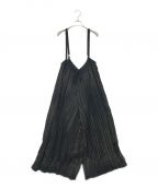 Ameriアメリ）の古着「LAME PLEATS SUSPENDER PANTS」｜ブラック