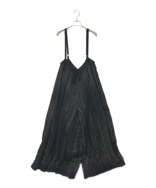 Ameri（アメリ）Ameri (アメリ) LAME PLEATS SUSPENDER PANTS ブラック サイズ:SIZE　Sの古着・服飾アイテム