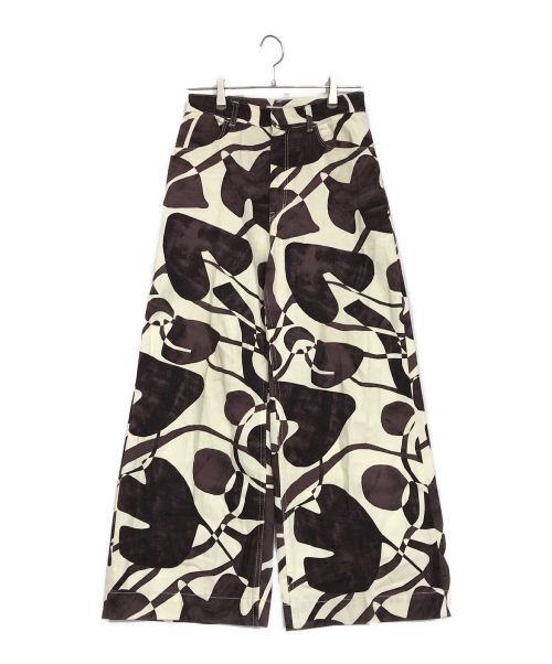 PHEENY（フィーニー）PHEENY (フィーニー) DRILL LEAF PRINT HIGH WAIST PANTS ベージュ サイズ:SIZE Mの古着・服飾アイテム