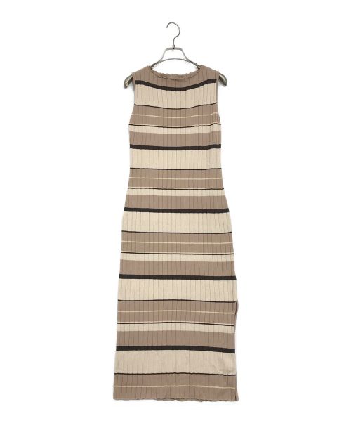 HER LIP TO（ハーリップトゥ）HER LIP TO (ハーリップトゥ) Cotton Striped Ribbed Knit Dress ベージュ サイズ:SIZE　Sの古着・服飾アイテム