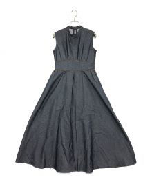 HER LIP TO（ハーリップトゥ）の古着「Trimming Denim Effect Dress/トリミングデニムエフェクトドレス」｜ネイビー