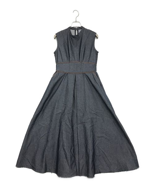 HER LIP TO（ハーリップトゥ）HER LIP TO (ハーリップトゥ) Trimming Denim Effect Dress/トリミングデニムエフェクトドレス ネイビー サイズ:SIZE　Sの古着・服飾アイテム