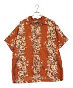 patalohaパタロハ）の古着「ツバル柄オープンカラーシャツ」｜ブラウン