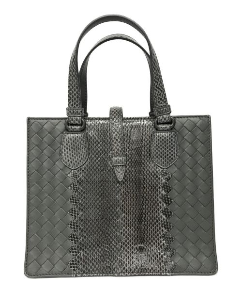 BOTTEGA VENETA（ボッテガベネタ）BOTTEGA VENETA (ボッテガベネタ) イントレ×パイソン切替ハンドバッグ グレーの古着・服飾アイテム