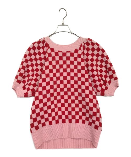 MSGM（エムエスジーエム）MSGM (エムエスジーエム) Checkered Knit Sweater ピンク サイズ:SIZE　Sの古着・服飾アイテム