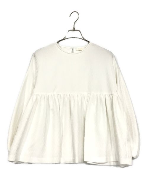 BALLSEY（ボールジィ）BALLSEY (ボールジィ) ランバスジャカード ペプラムブラウス ホワイト サイズ:SIZE 36の古着・服飾アイテム