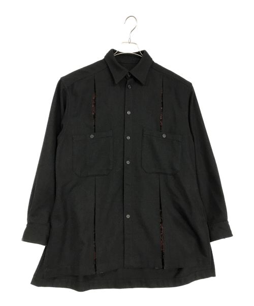 s'yte（サイト）s'yte (サイト) 1/10 FLANNEL + COTTON/THORNY JACQUARD VERTICAL GUSSET SHIRTS. ブラック サイズ:3の古着・服飾アイテム