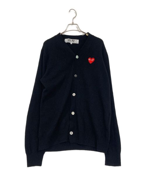 PLAY COMME des GARCONS（プレイ コムデギャルソン）PLAY COMME des GARCONS (プレイ コムデギャルソン) ハートワッペンウールカーディガン ブラック サイズ:Lの古着・服飾アイテム