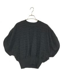 CLANE（クラネ）の古着「FRINGE ARCH SLEEVE KNIT TOPS」｜ブラック