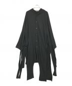 Yohji Yamamoto pour hommeヨウジヤマモト プールオム）の古着「COTTON LINEN 20/- TIED UP RAGLAN HOOD CD」｜ブラック