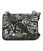 MICHAEL KORSマイケルコース）の古着「ショルダーバッグ/Mott Large Graffiti Leather Crossbody」｜ブラック