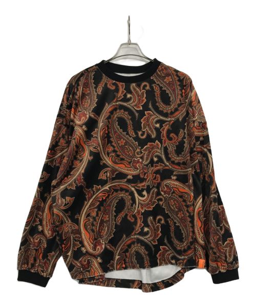 TIGHTBOOTH PRODUCTION（タイトブースプロダクション）TIGHTBOOTH PRODUCTION (タイトブースプロダクション) PAISLEY VELOR LONG SLEEVE/ペイズリーベロアロングスリーブカットソー ブラック×オレンジ サイズ:XLの古着・服飾アイテム