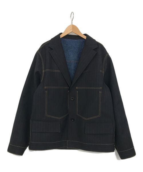 sacai（サカイ）sacai (サカイ) Chalk Stripe Bonding Jacket/チョークストライプジャケット ネイビー サイズ:3の古着・服飾アイテム