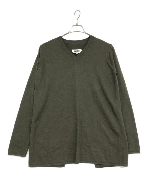 MM6 Maison Margiela（エムエムシックス メゾンマルジェラ）MM6 Maison Margiela (エムエムシックス メゾンマルジェラ) Vネックニット カーキ サイズ:SIZE　Lの古着・服飾アイテム