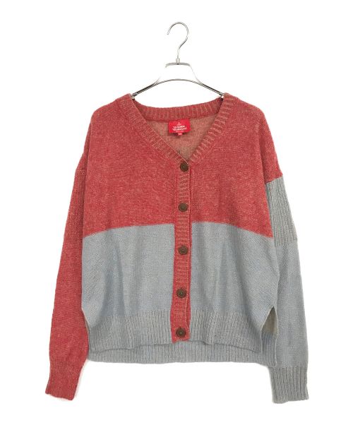 Vivienne Westwood RED LABEL（ヴィヴィアンウエストウッドレッドレーベル）Vivienne Westwood RED LABEL (ヴィヴィアンウエストウッドレッドレーベル) ニットカーディガン レッド×グレー サイズ:00の古着・服飾アイテム