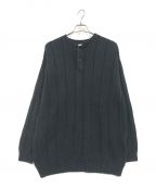 STEVEN ALANスティーブンアラン）の古着「BALLOON CTN WIDE/RIB HENLEY NECK SWEATER/ニット」｜ネイビー