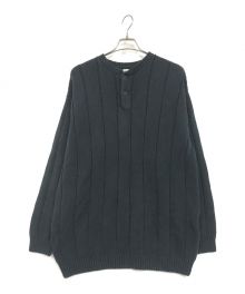 STEVEN ALAN（スティーブンアラン）の古着「BALLOON CTN WIDE/RIB HENLEY NECK SWEATER/ニット」｜ネイビー