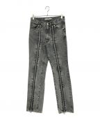 JOHN LAWRENCE SULLIVANジョンローレンスサリバン）の古着「WASHED DENIM ZIPPED PANTS／ウォッシュドデニムジップドパンツ」｜グレー