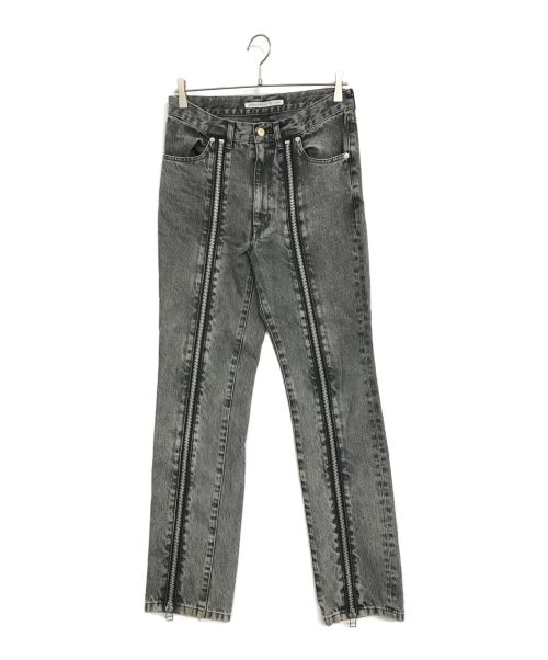 JOHN LAWRENCE SULLIVAN（ジョン ローレンス サリバン）JOHN LAWRENCE SULLIVAN (ジョンローレンスサリバン) WASHED DENIM ZIPPED PANTS／ウォッシュドデニムジップドパンツ グレー サイズ:46の古着・服飾アイテム