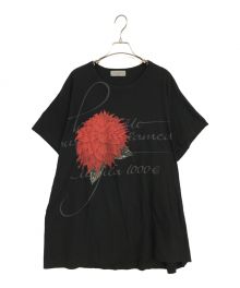 Yohji Yamamoto pour homme（ヨウジヤマモト プールオム）の古着「ダリア 花プリント クルーネック Tシャツ」｜ブラック