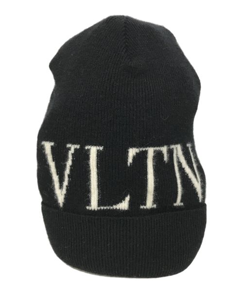 VALENTINO（ヴァレンティノ）VALENTINO (ヴァレンティノ) ウールカシミヤニットキャップ ブラック サイズ:表記サイズ無しの古着・服飾アイテム