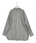 lenoリノ）の古着「BAND COLLAR SHIRT STRIPE/ストライプバンドカラーシャツ」｜グレー