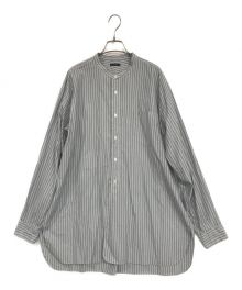 leno（リノ）の古着「BAND COLLAR SHIRT STRIPE/ストライプバンドカラーシャツ」｜グレー