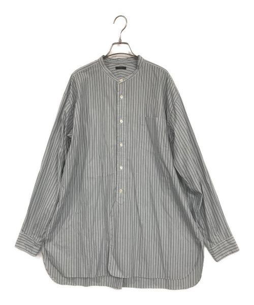 leno（リノ）leno (リノ) BAND COLLAR SHIRT STRIPE/ストライプバンドカラーシャツ グレー サイズ:3の古着・服飾アイテム