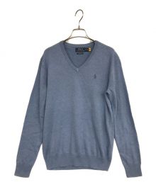 POLO RALPH LAUREN（ポロ・ラルフローレン）の古着「ロゴVネックニット」｜ブルー