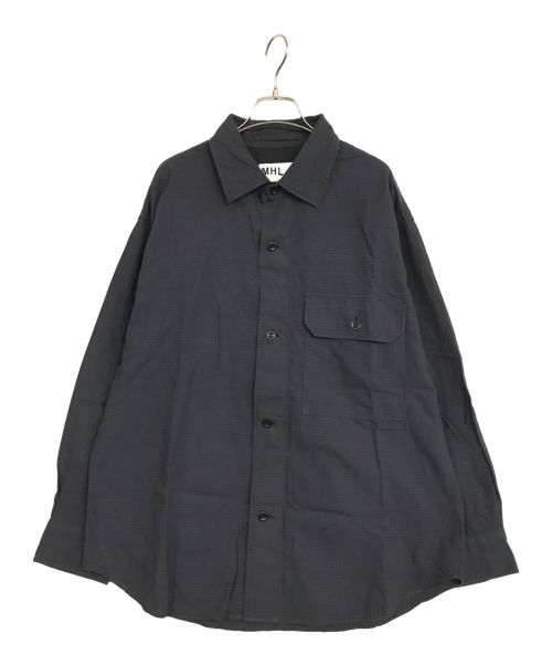 MHL（エムエイチエル）MHL (エムエイチエル) UNEVEN COTTON WOOL CHECK ネイビー サイズ:Mの古着・服飾アイテム