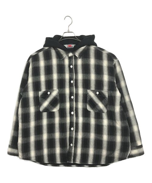 SAINT MICHAEL（セントマイケル）SAINT MICHAEL (セントマイケル) The Kid LAROI SHIRT PARKA/CHECK ブラック サイズ:SIZE XLの古着・服飾アイテム