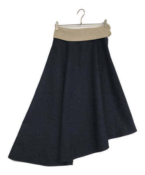 THE RERACS（ザ リラクス）THE RERACS (ザ リラクス) RERACS WAIST FLAP ASYMMETRY SKIRT ネイビー サイズ:36の古着・服飾アイテム