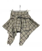 ACLENTアクレント）の古着「Asymmetry check mini skirt」｜グレー