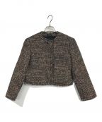 theoryセオリー）の古着「Autumn Tweed SH Crop JKT」｜ブラック×ピンク