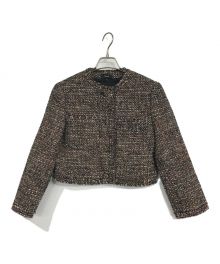 theory（セオリー）の古着「Autumn Tweed SH Crop JKT」｜ブラック×ピンク