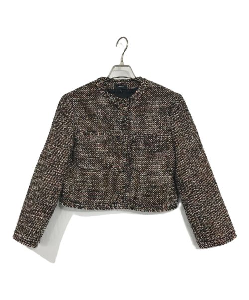 theory（セオリー）theory (セオリー) Autumn Tweed SH Crop JKT ブラック×ピンク サイズ:2の古着・服飾アイテム